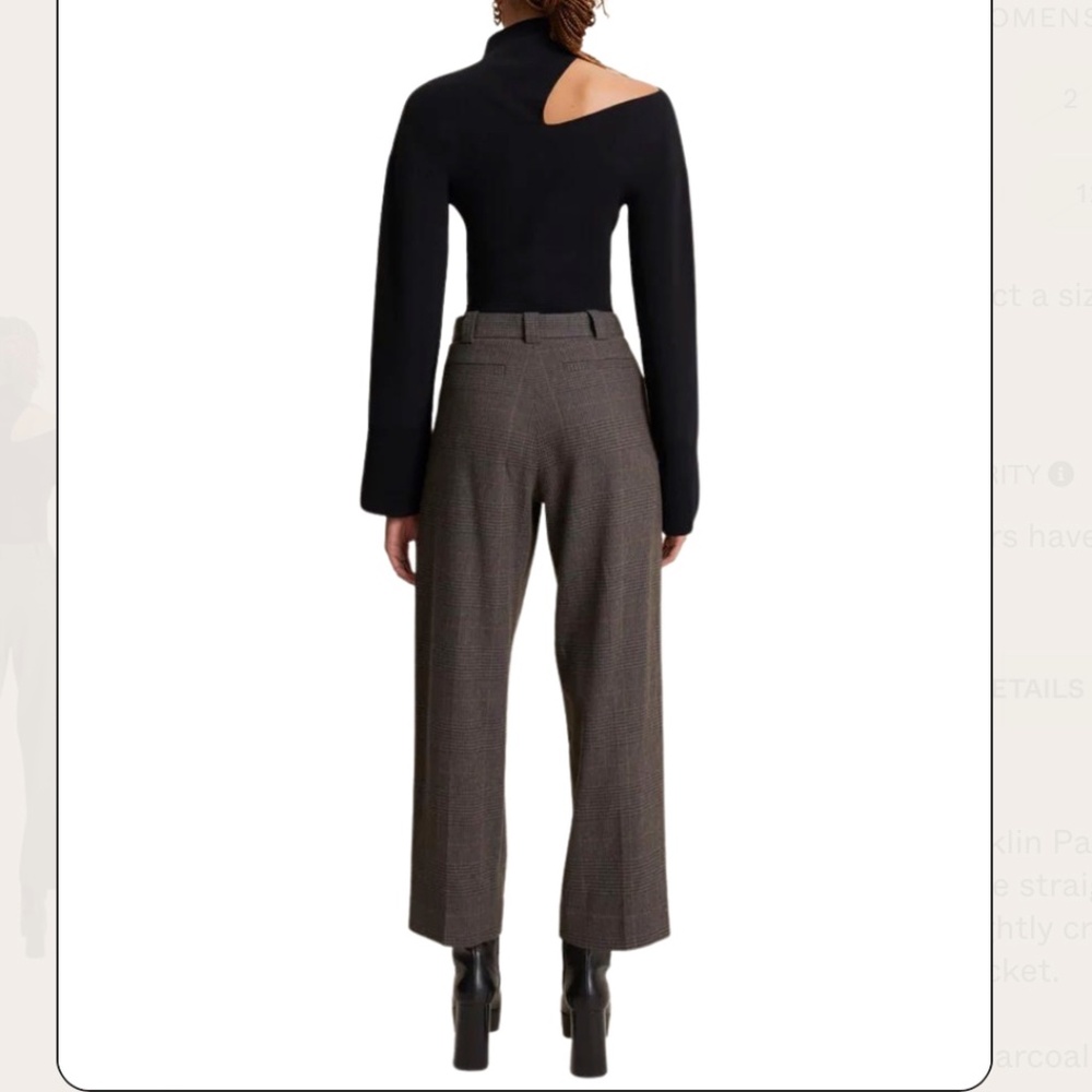 NEW A.L.C. Franklin Wool-Blend Tailored Trousers – Charcoal Plaid – Size 4 - Picture 4 of 13